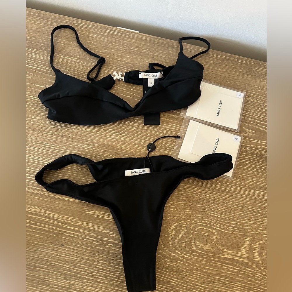 NWT fanci club Black Women's Bikini Set Small